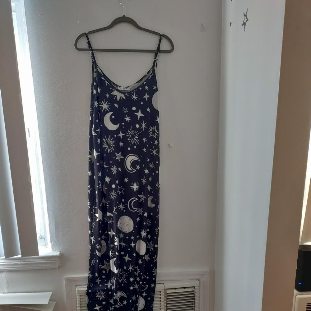 XXL tank moon and stars print dress